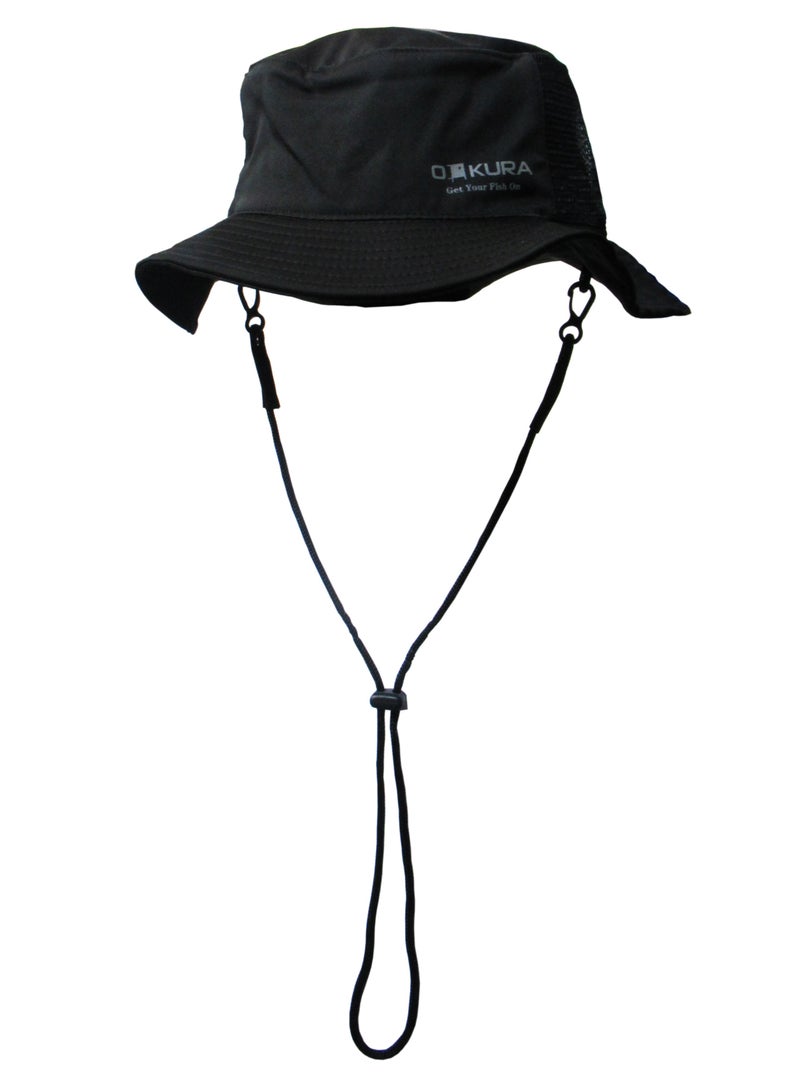 Oakura Black Fishing Hat - Water-Resistant
