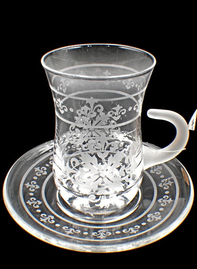 Tea Cups With Saucer Glass Set 6 Pieces