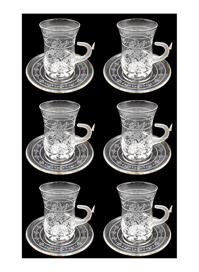 Tea Cups With Saucer Glass Set 6 Pieces