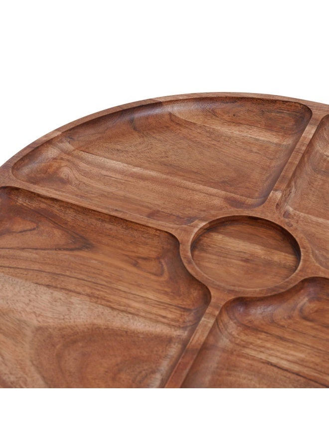 Rabaha Acacia Chip & Dip Serving Platter Dia40.6X2.5cm - Natural