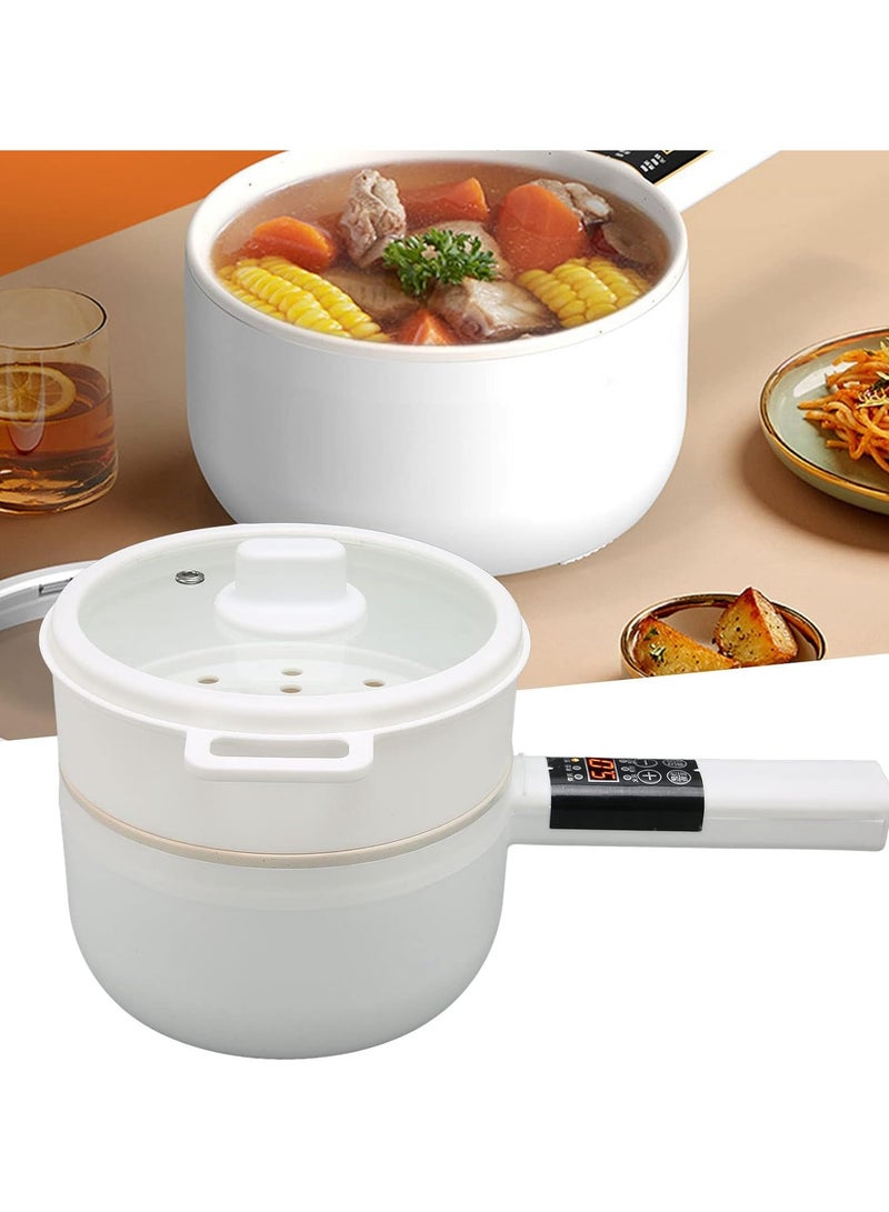 Electric Cooking Pot, Long Handle 1.8L Multifunction Double Layer 700W Mini Electric Hot Pot for Oatmeal for Noodles for EGG