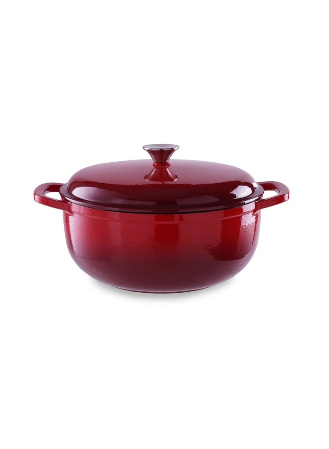 Glazura Enameled Cast Iron Cooking Pot 6L - Ombre Red