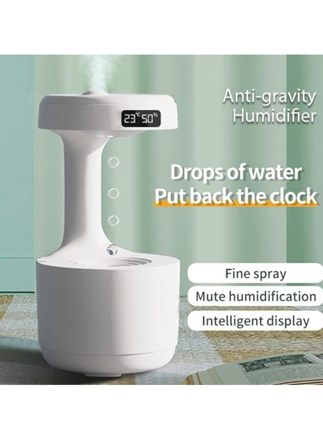 Anti Gravity Water Droplet Humidifier, Levitating Water Drops Auto Safety Shut-Off, Humidifiers for Bedroom LED Clock Display Whisper Quiet Operation, Air Humidifier Spray with Water Droplet