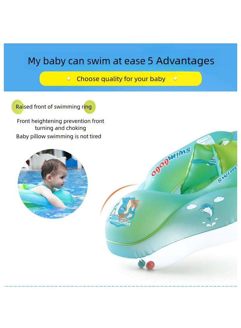 Little Sunshine New Upgraded Baby Swimming Float - Inflatable Swim Ring with Safety Support Bottom - Swimming Pool Accessories for 3-36 Months (Blue S)