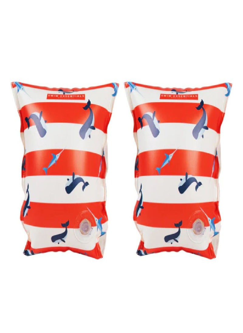 Swim Essentials  Red-White Whale - Inflatable Swimming Armbands, suitable 2-6 years