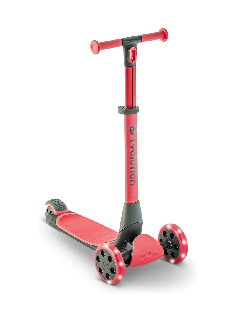 Yvolution Y Glider Nua Kick Scooters Three Wheeled, 4 Adjustable Height Glider with LED Flashing Light and Storage Hook, for Children Ages 3 Years and Up