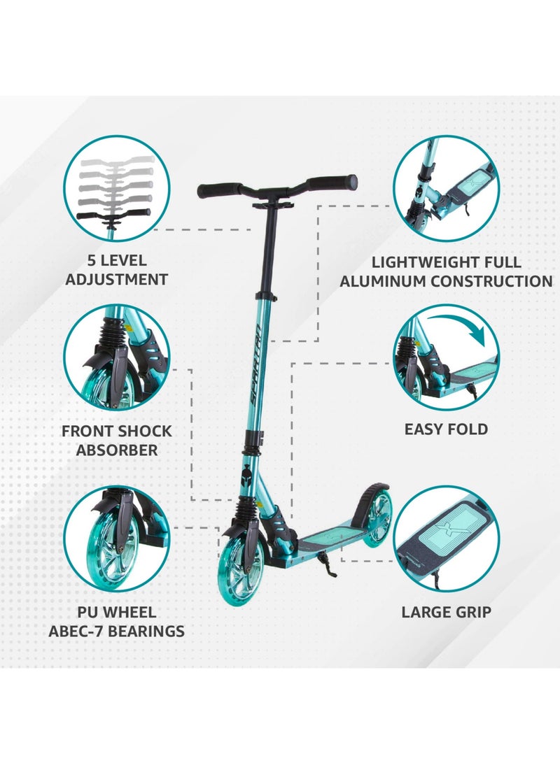 Extreme Folding 2 Wheel-Kick Scooter For Ages 5+  | Adjustable Handlebars | ABEC-7 Bearings | PU Wheels |  Front Suspension | Alloy Light weight Kids Scooter : Red