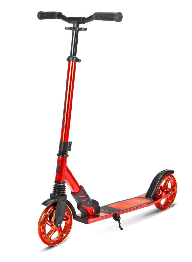 Extreme Folding 2 Wheel-Kick Scooter For Ages 5+  | Adjustable Handlebars | ABEC-7 Bearings | PU Wheels |  Front Suspension | Alloy Light weight Kids Scooter : Red