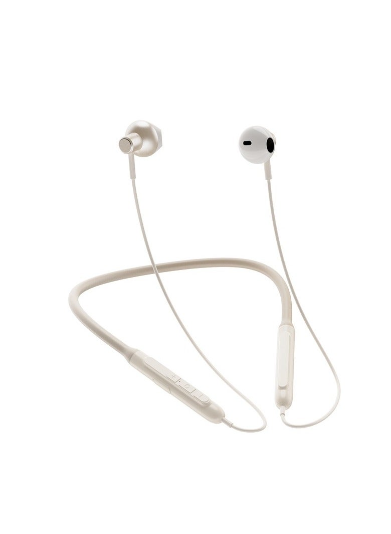 Sports Neck-Hanging In-Ear Bluetooth, Quick Charge, IPX5 Waterproof, Ultra Lightweight, Comfortable to Wear, White
