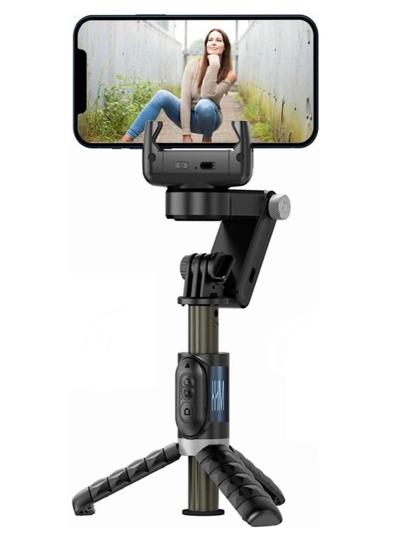 Gimbal Stabilizer Tripod for smartphones with light handheld or portable 360° rotation with face tracker and wireless remote control compatible with iPhone and Android