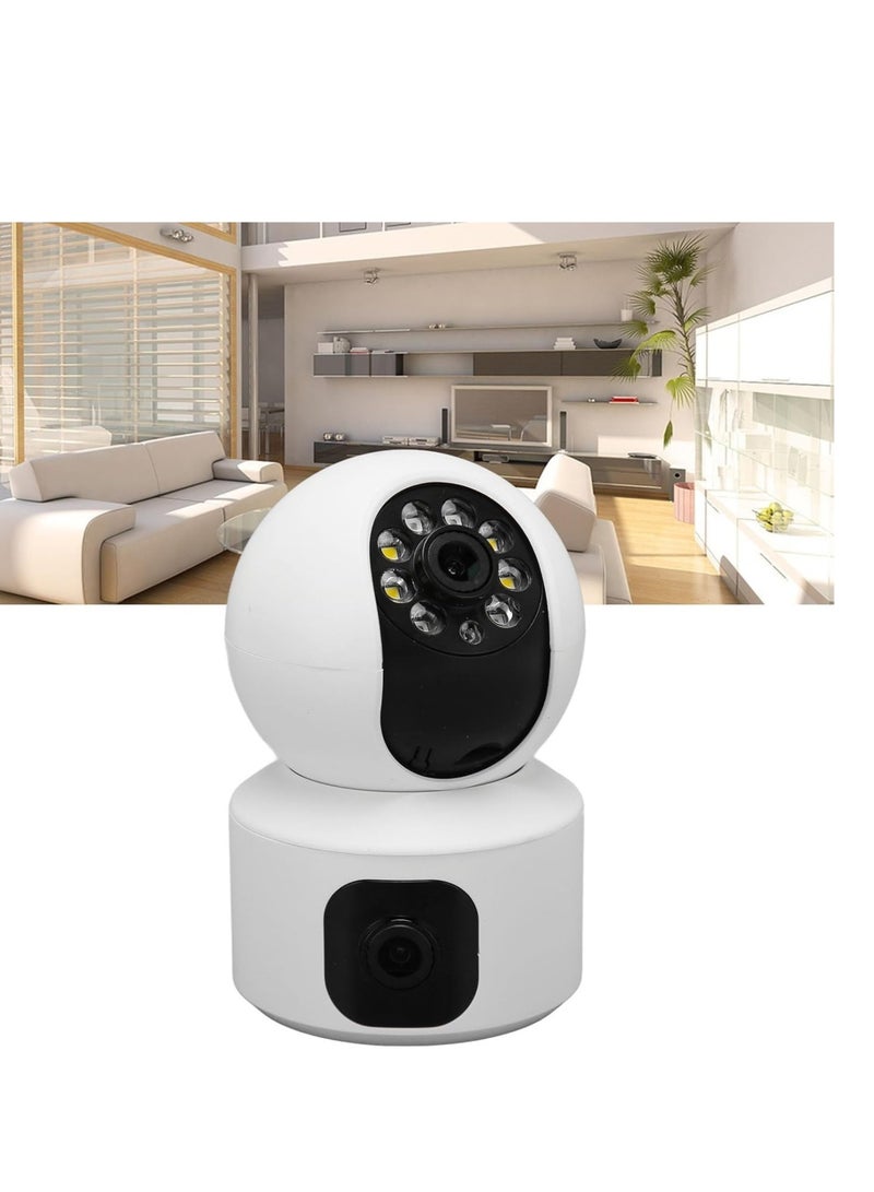WiFi Security Camera, Storage Card Storage Dual Lens Indoor Surveillance Camera Motion Detection 100‑240V for Pet for Home