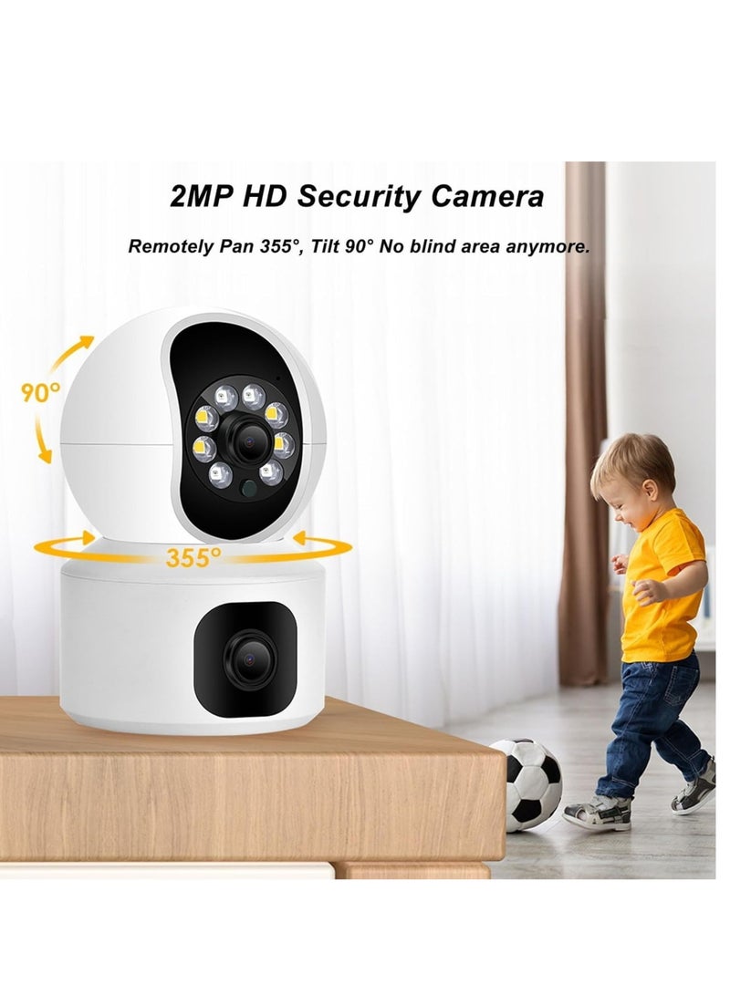 WiFi Security Camera, Storage Card Storage Dual Lens Indoor Surveillance Camera Motion Detection 100‑240V for Pet for Home