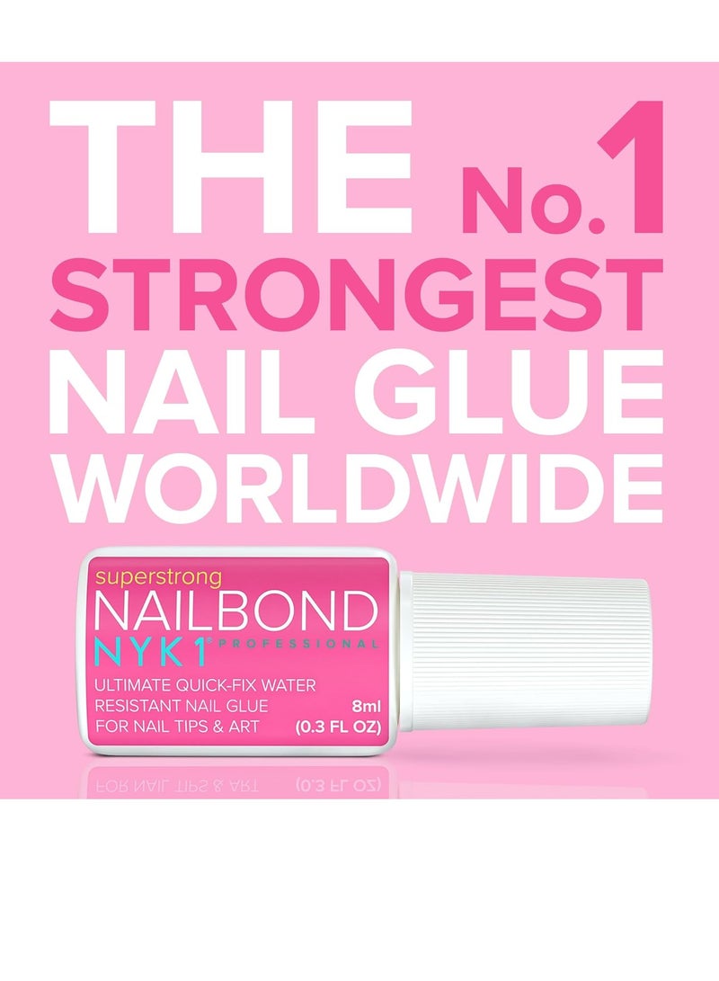 Super Strong Nail Glue For Nail Tips, Acrylic Nails and Press On Nails (8ml) NYK1 Nail Bond Brush On Nail Glue For Press On Nails Long Lasting Nail Glue For Acrylic Nails Fake Nails Tips Nail Glue Gel