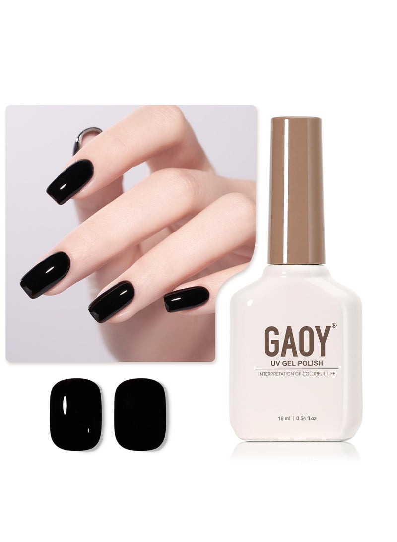GAOY Black Gel Nail Polish, 16ml Color 1001 Soak Off UV Light Cure Gel Polish for Nail Art DIY Manicure at Home