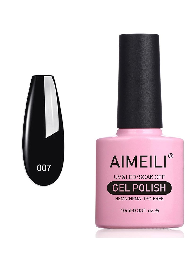 AIMEILI Soak Off U V LED Black Gel Nail Polish - Blackpool (007) 10ml