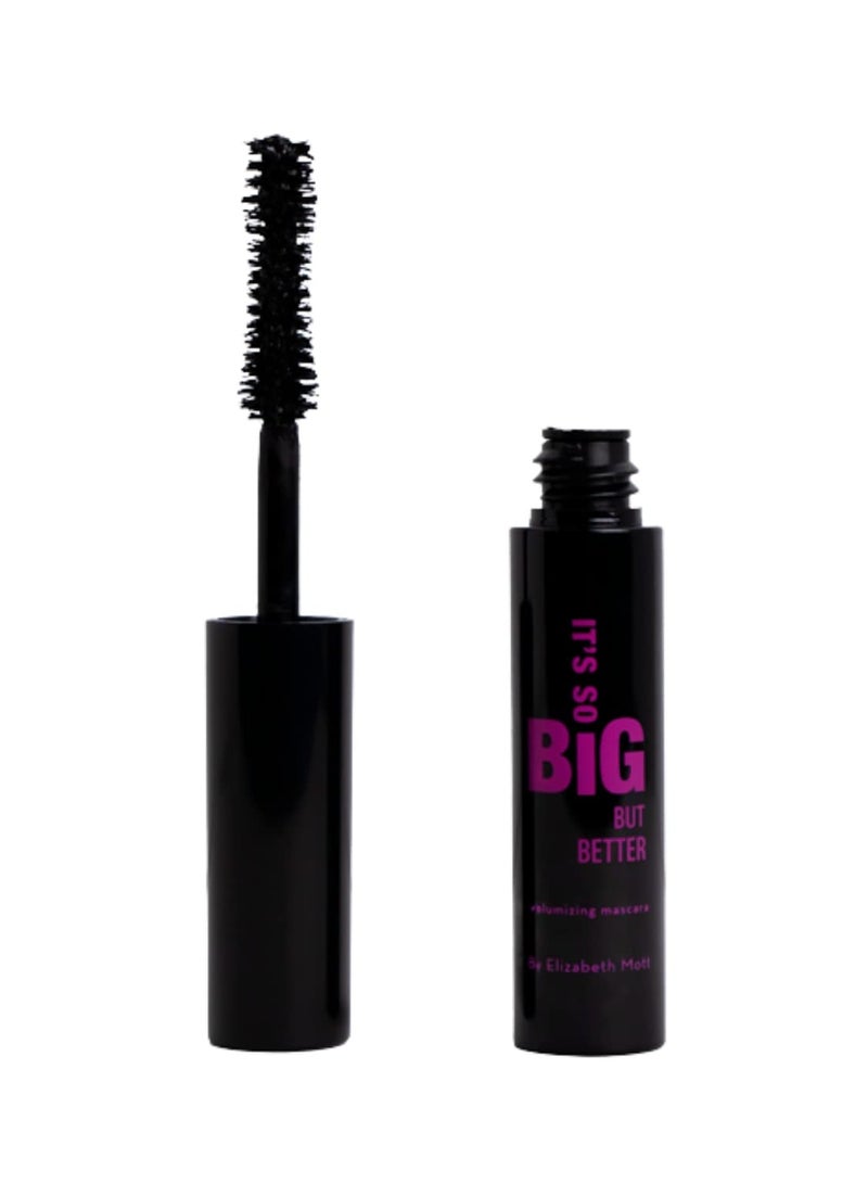Elizabeth Mott Black Volumizing Smudge-Proof Cruelty Free Lengthening Fiber Mascara Set with Hourglass Wand,Water-Resistant,No Clump,Safe for Eye Lash Extensions,Travel-friendly, Mini Trio Set-4mlx3