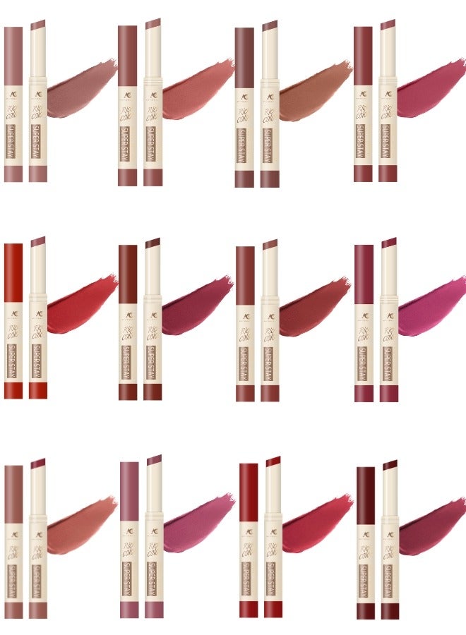 12-Piece Up To 24H Matte & Intense Lipstick Multicolour