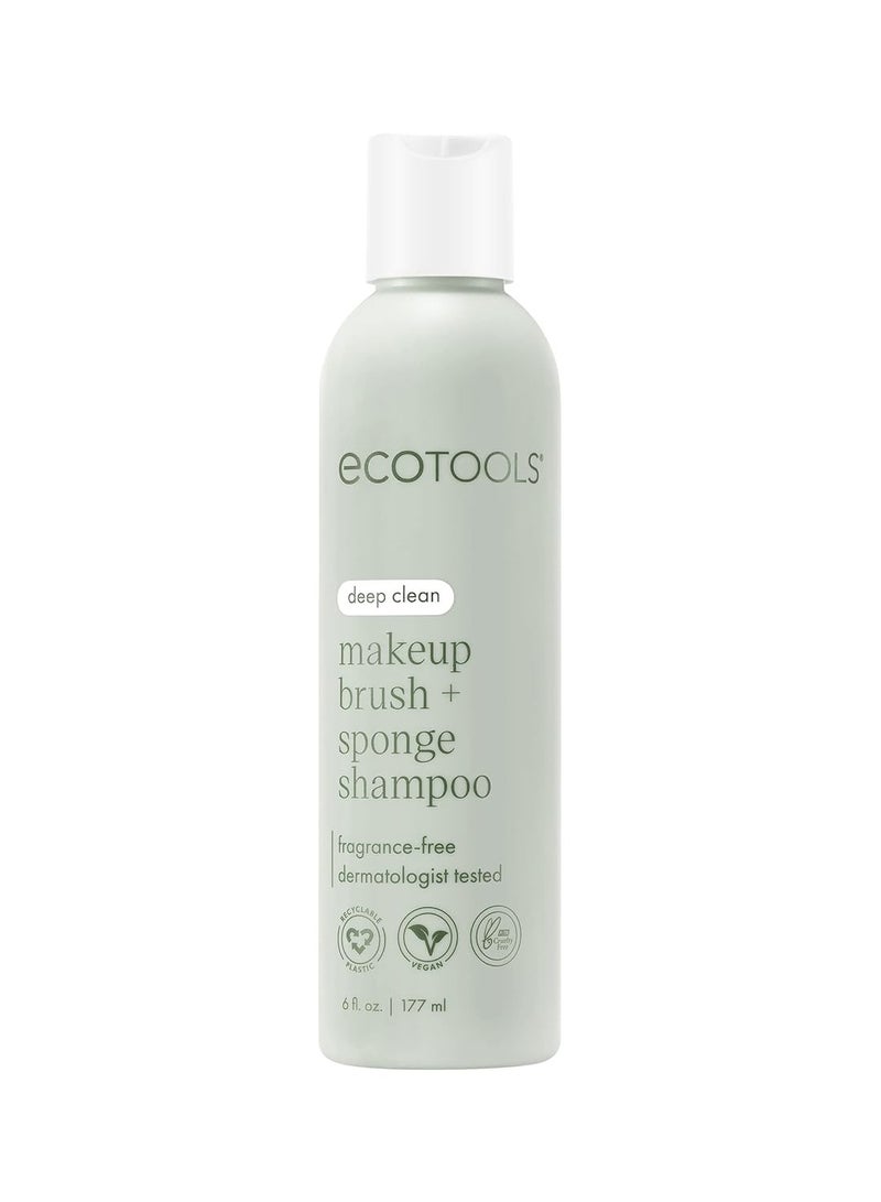 EcoTools Makeup Brush and Sponge Shampoo, Removes Makeup, Dirt, & Impurities From Brushes & Makeup Blender Sponges, Fragrance-Free Brush Cleanser, Vegan, & Cruelty-Free, 6 fl.oz./ 177 ml, 1 Count