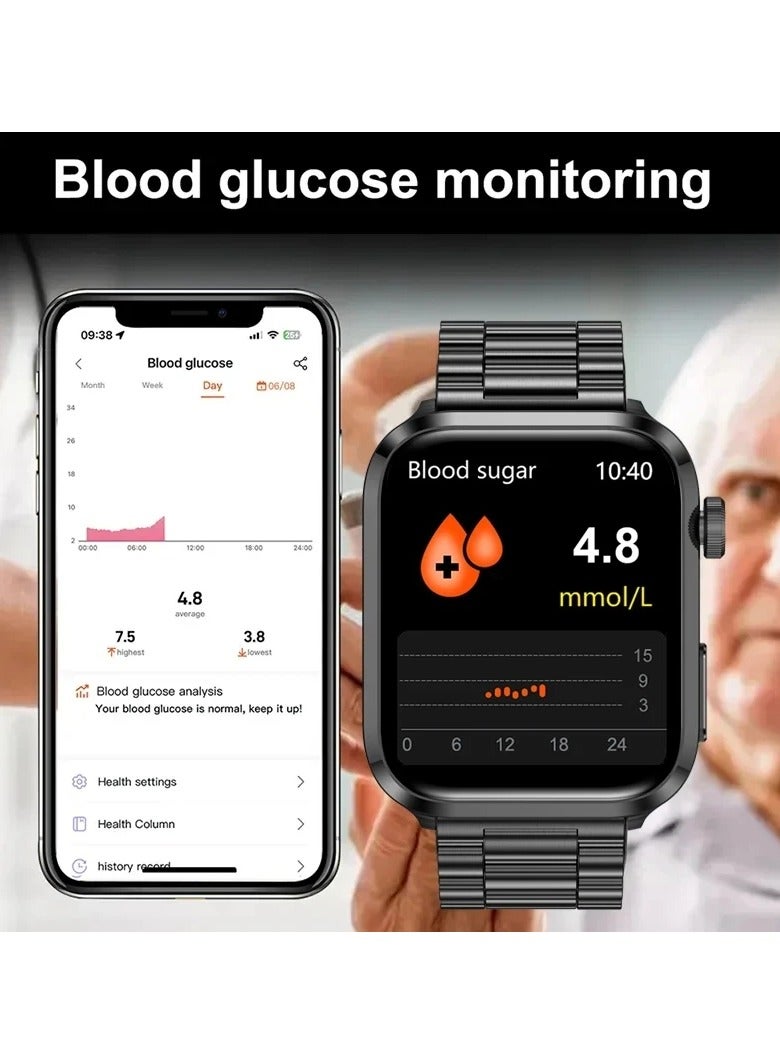 Non-invasive Smart Watch Men Women Blood Fat Uric Acid Health Monitor Bluetooth Call Medical Grade Sports