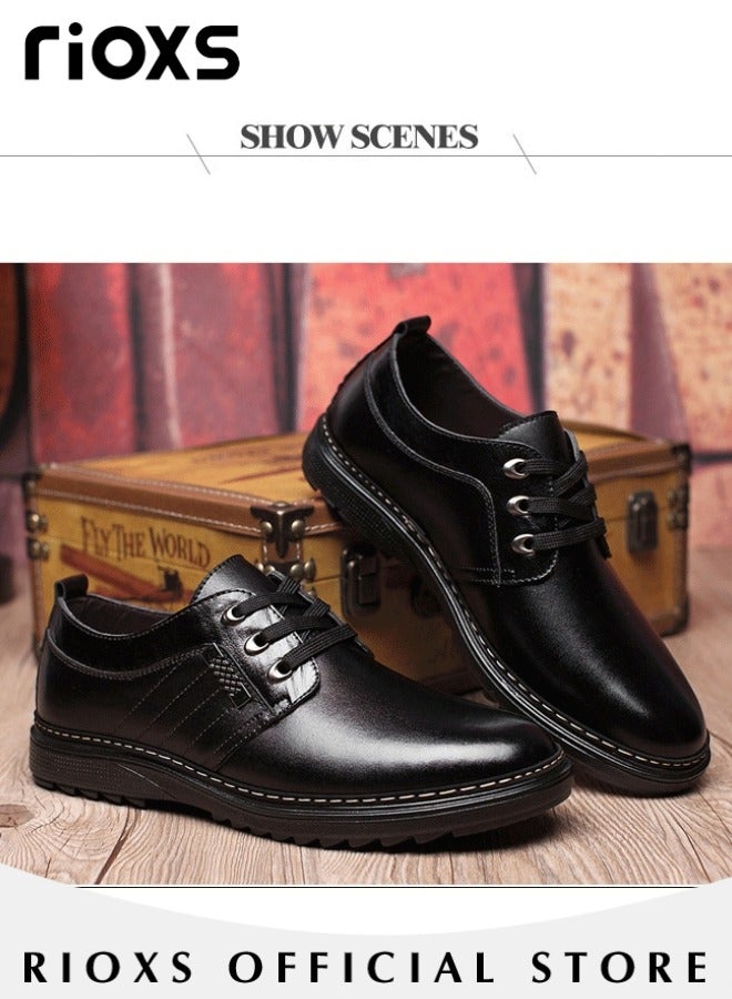 Men's Business Leather Shoes, Lace-up Round-toe Oxford Shoes, Stylish Classic Loafer, Comfortable Lightweight Walking Flats, Suitable for Daily Wear and Formal Occasions