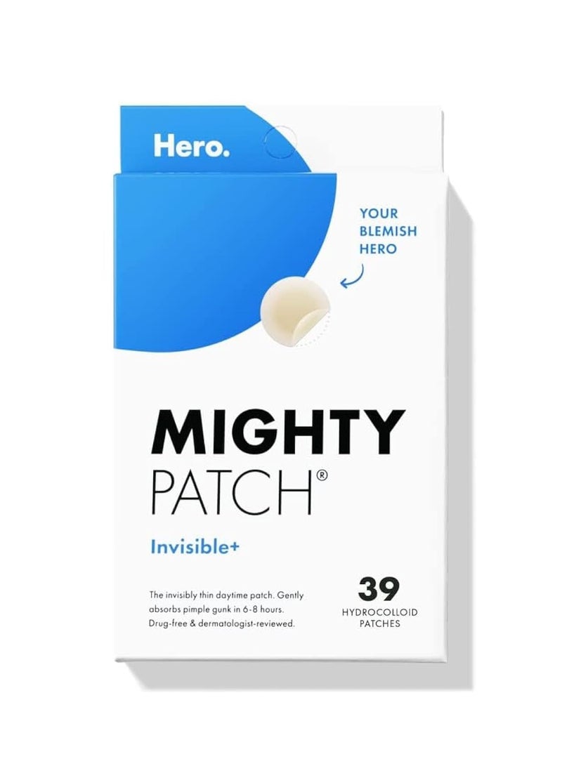 Mighty Patch™ Invisible+ Patch - Daytime Hydrocolloid Acne Pimple Patches for Covering Zits and Blemishes, Ultra Thin Spot Stickers for Face and Skin (24 Medium and 15 Small Patches)