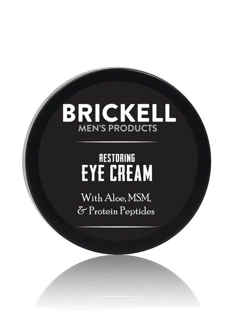 Brickell Men's Restoring Under Eye Cream for Men, Natural and Organic Anti Aging Eye Balm To Reduce Puffiness, Wrinkles, Dark Circles, Crows Feet and Under Eye Bags, 0.5 Ounce, Unscented