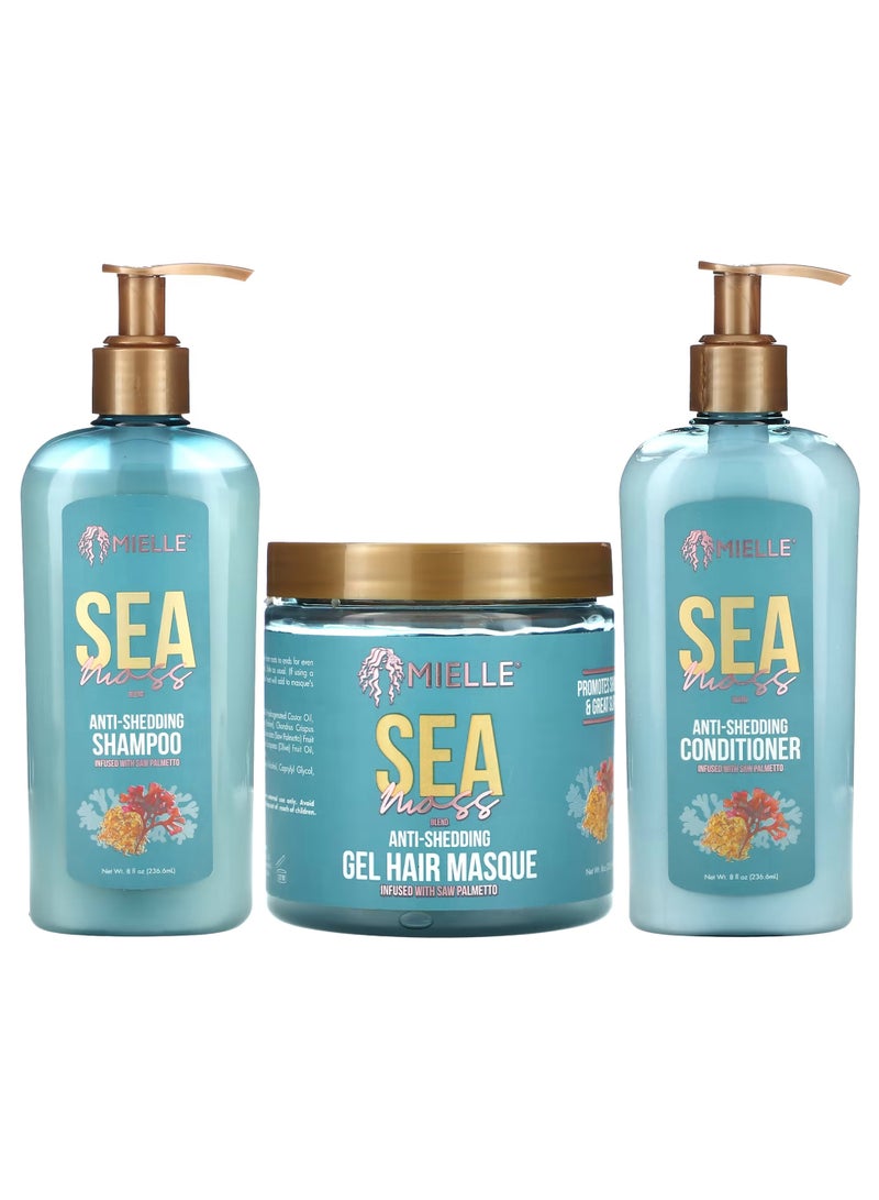 Sea Moss Blend Anti Shedding Shampoo Conditioner And Gel Hair Masque Set