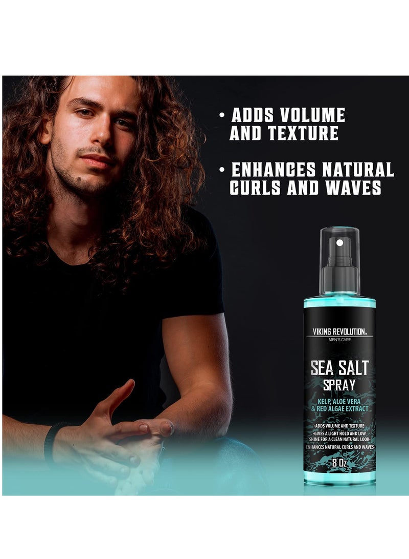 Viking Revolution Sea Salt Spray for Hair Men - Hair Texturizing Spray with Kelp, Aloe Vera and Red Algae Extract - Surf Spray to Add Volume and Texture Sea Salt Spray for Men Beach Hair Spray - 8.8oz