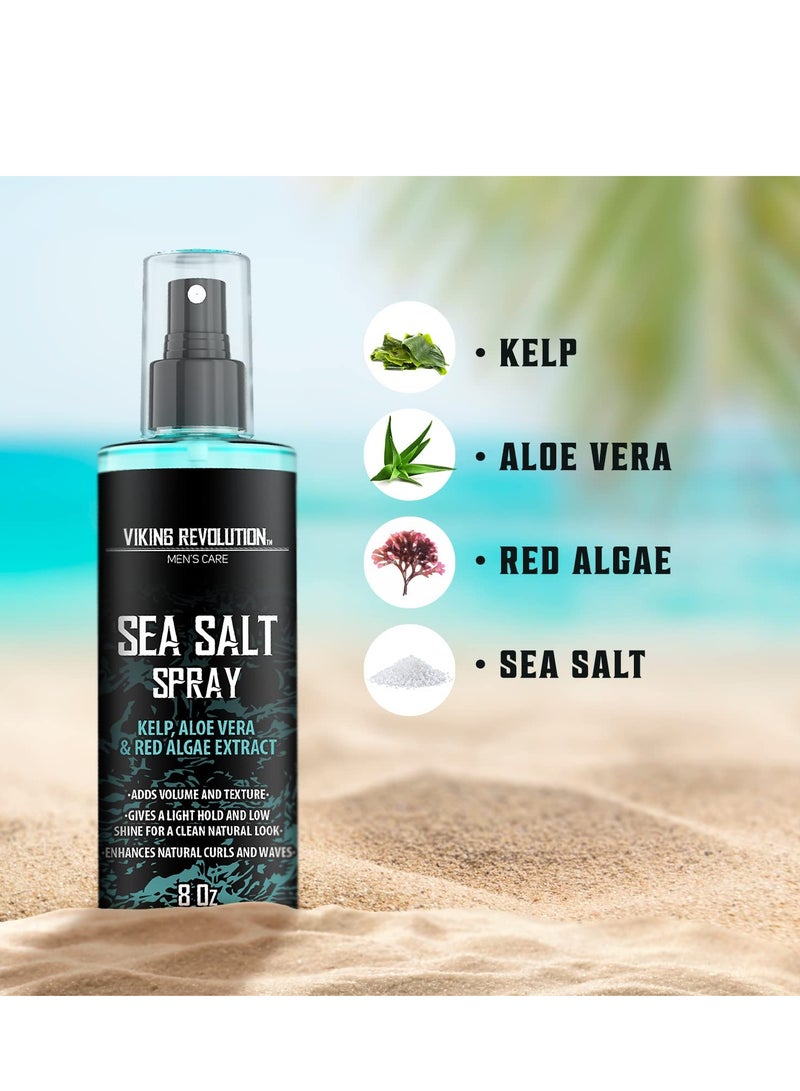 Viking Revolution Sea Salt Spray for Hair Men - Hair Texturizing Spray with Kelp, Aloe Vera and Red Algae Extract - Surf Spray to Add Volume and Texture Sea Salt Spray for Men Beach Hair Spray - 8.8oz