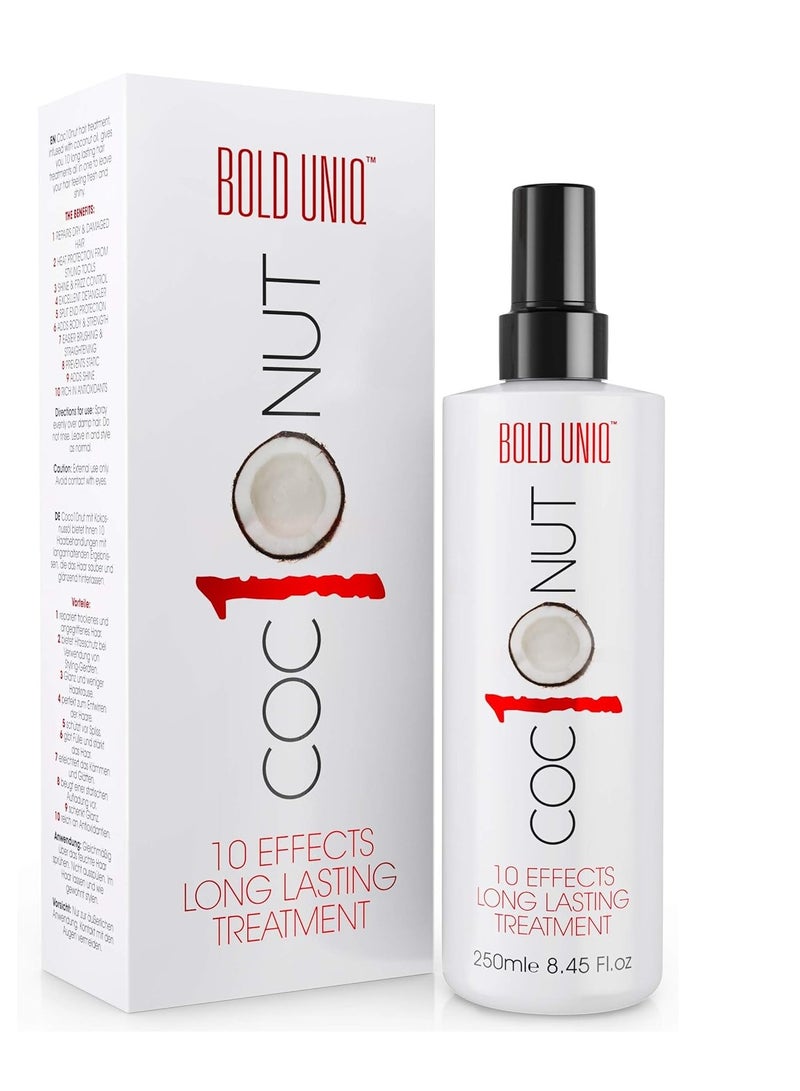 Coconut Heat Protectant Spray For Hair – Flat Iron Thermal Heat Protection Up To 450ºF – Protector Spray For All Hair Types – Heat Defense Leave in Treatment - Prevents Frizz & Split Ends – 8.45fl.oz