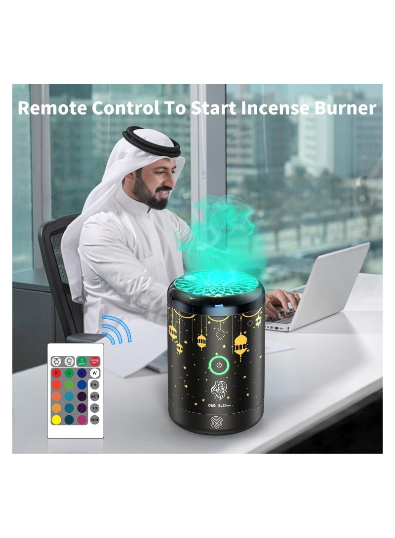 Bakhoor Burner Incense Burner Arabic Aroma Diffuser for Home Office, 16 Kinds LED Lights Portable Electric Car Diffuser