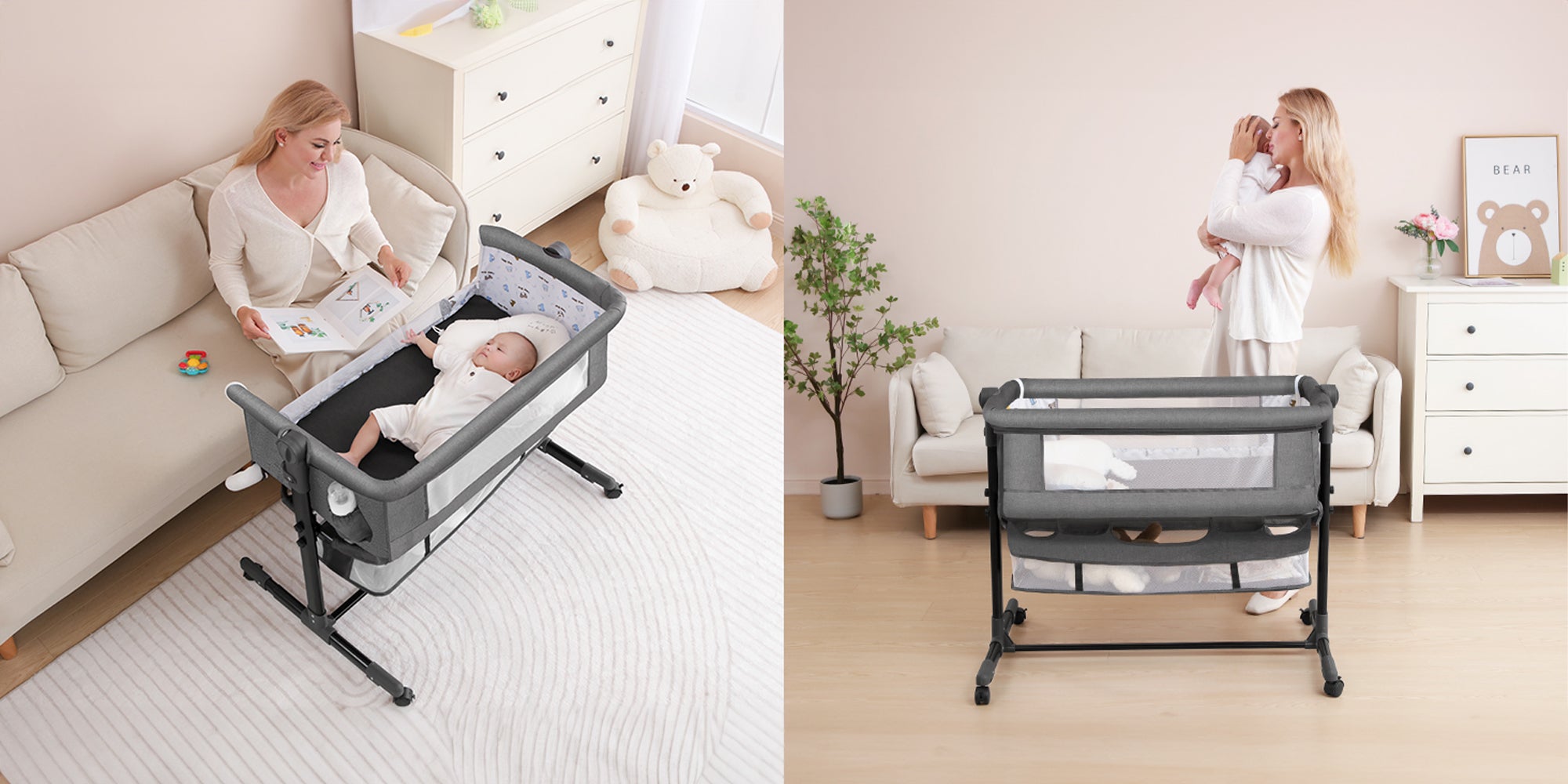 Multifunctional Portable Folding Baby Bedside Crib Bassinet