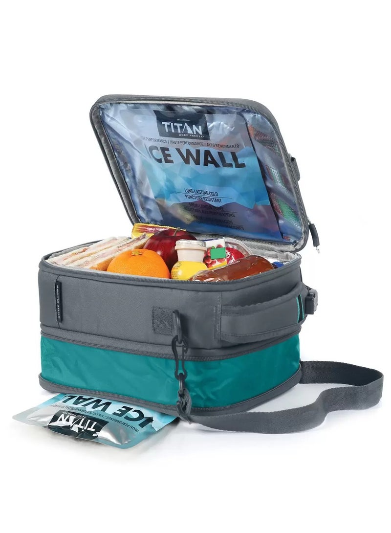 Arctic Zone Expandable Insulated Cooler Lunch box Set with Ice Walls Including 2 Continers and 2 Ice Packs And 100% Leak Proof