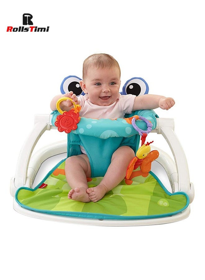 Portable Baby Chair Sit-Me-Up Floor Seat with Bpa-Free Teether and Crinkle Toy, Froggy Seat Pad