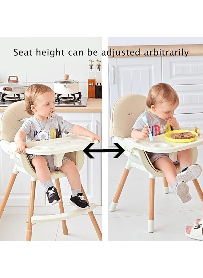 Baby Dining Chair 3-in-1 Portable High Chairs ，Adjustable Height Foldable Toddler Seat,Safe Toddler's Dining Chair with Meal Tray for Your Baby (white)