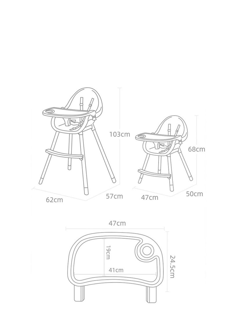 Baby Dining Chair 3-in-1 Portable High Chairs ，Adjustable Height Foldable Toddler Seat,Safe Toddler's Dining Chair with Meal Tray for Your Baby (pink)