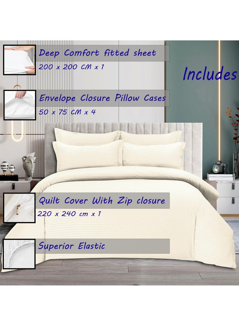 Hotel Duvet Cover Set 6 Pieces Cotton King Size Luxurious Bedding Set, Modern and Attractive Bedding Set with 1xFitted Sheet, 1xDuvet Cover, 4xPillow Cases