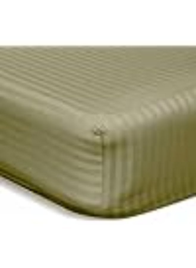 PAUL SODA EMPORIA Soft Comfort Stripe Microfiber Fitted Sheet for Mattress, King 180 x 200cm, Olive