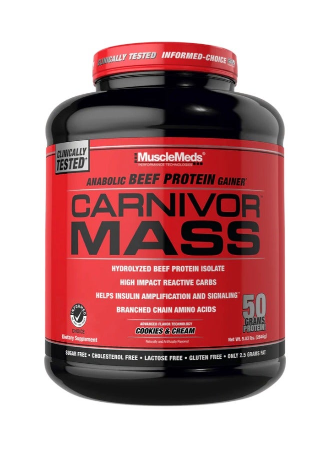 Carnivor Mass Anabolic Beef Protein Gainer Cookies&Cream 5.83 Lbs.