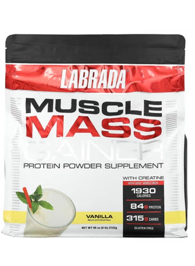 Muscle Mass Gainer Protein Powder Supplement Vanilla flavor 6Lb