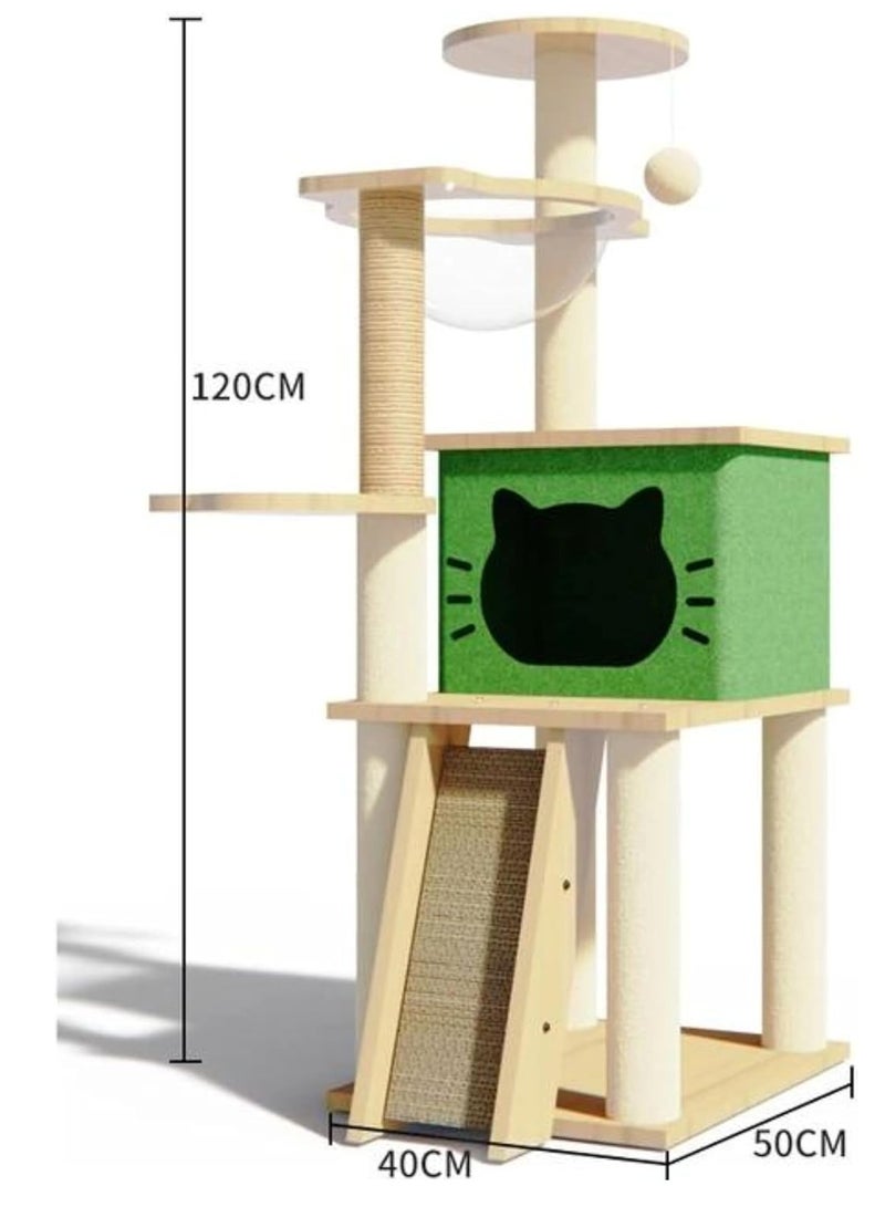 Cat Tree Cat Tower Kitten Condo House with Scratching Posts Cat Climbing Tree with Cat House Four layer Cat Furniture 120 cm for Large Cat Pet tree Cat Bed Easy to Assembly