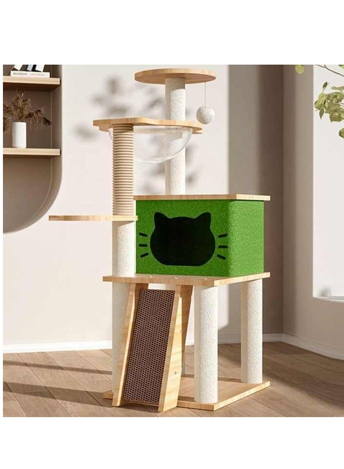 Cat Tree Cat Tower Kitten Condo House with Scratching Posts Cat Climbing Tree with Cat House Four layer Cat Furniture 120 cm for Large Cat Pet tree Cat Bed Easy to Assembly