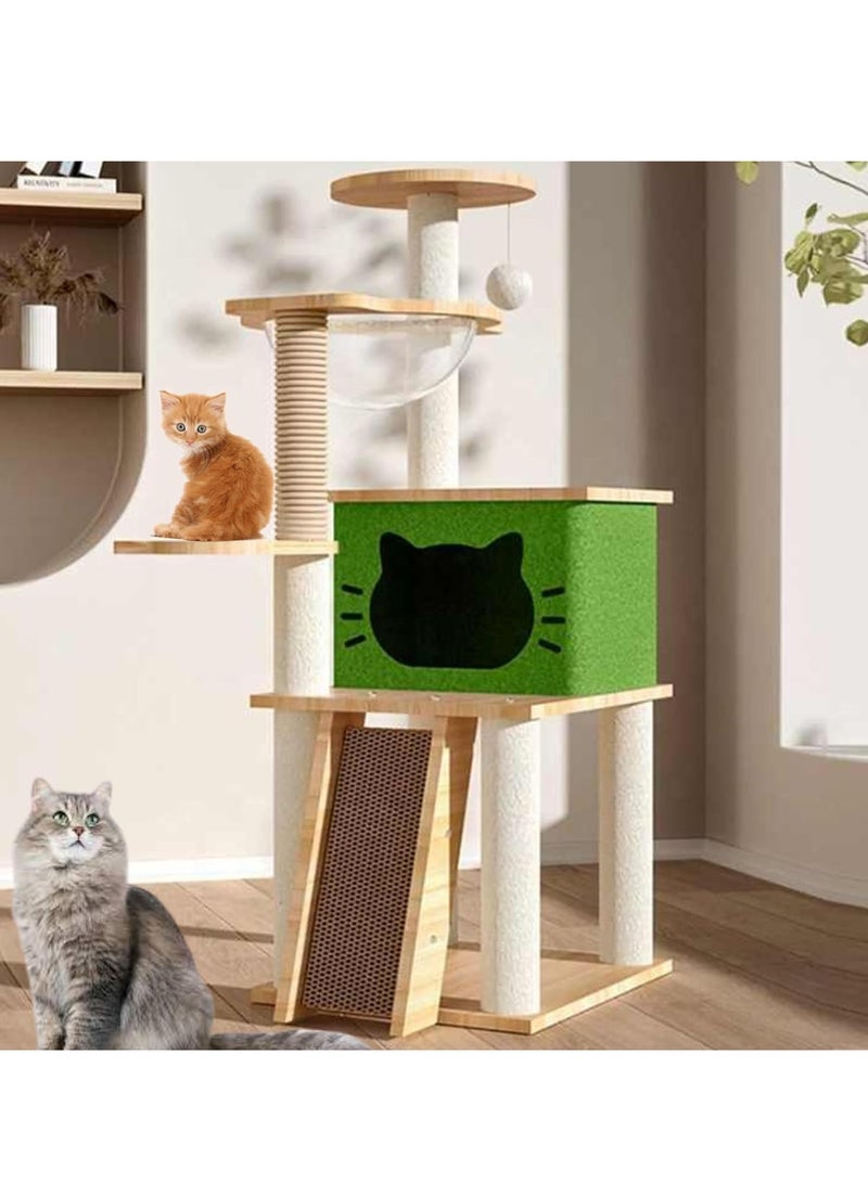 Cat Tree Cat Tower Kitten Condo House with Scratching Posts Cat Climbing Tree with Cat House Four layer Cat Furniture 120 cm for Large Cat Pet tree Cat Bed Easy to Assembly