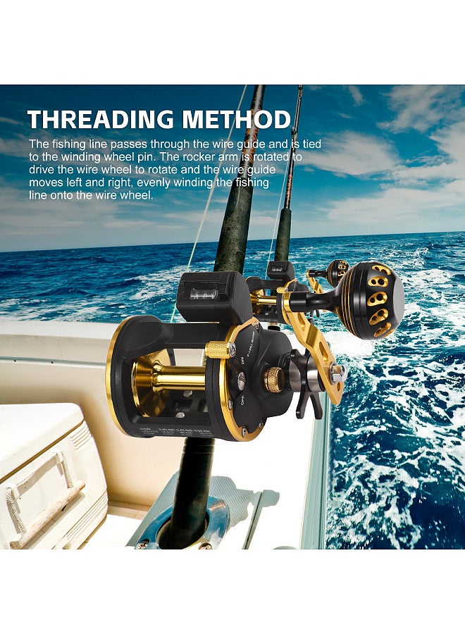 Fishing Reel Line Counter Reel 6+1 Ball Bearings Left/Right Ice Fishing Reel Gear Radio 4.1:1 with Digital Display