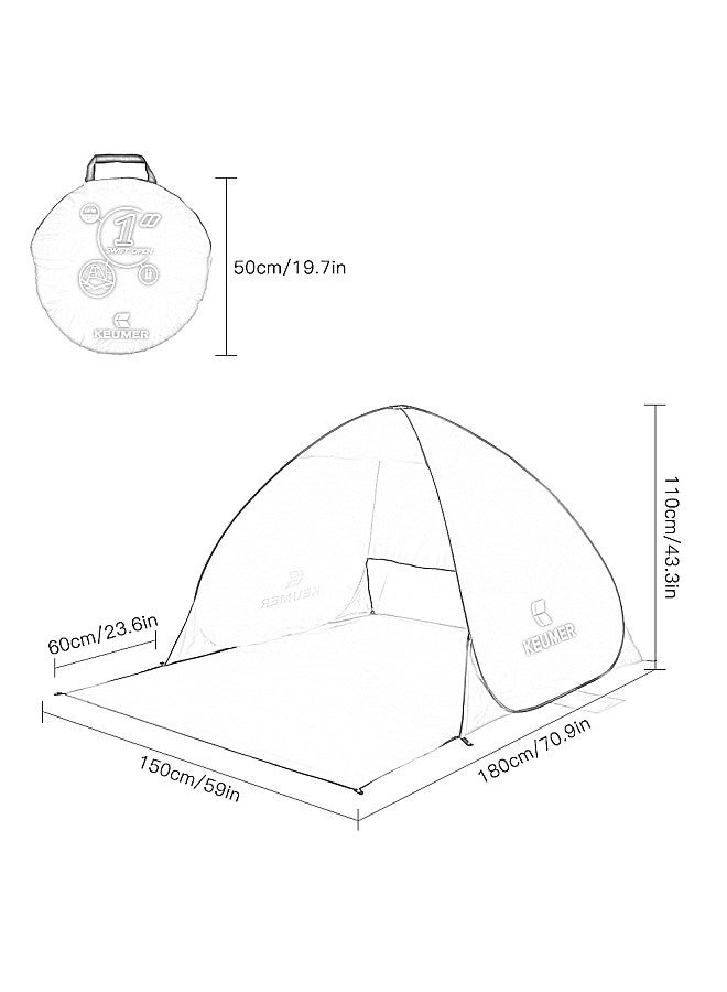 70.9x59x43.3 Inch Automatic Instant Pop-up Beach Tent Anti UV Sun Shelter Cabana for Camping Fishing Hiking Picnic