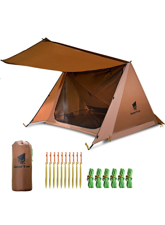 Outdoor 2-Person Dual-Layer Camping Tent Beach Garden Picnic Tent Portable Windproof Rainproof Sunshine-proof Tent Fishing Hiking Sunshine Shelter