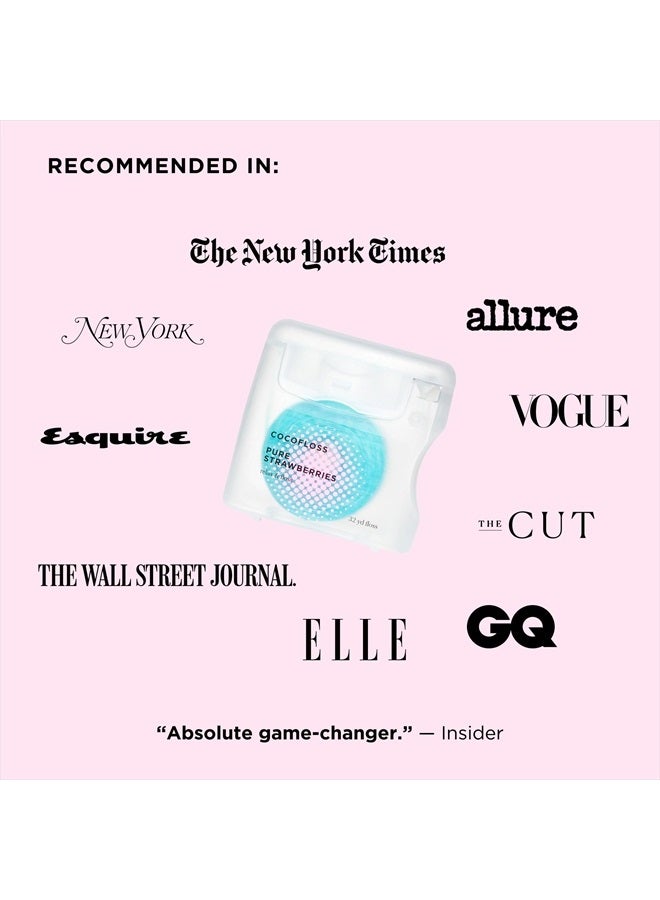 Woven Dental Floss, Dentist-Designed Oral Care, Strawberry Scent, Waxed, Expanding, Kid-Friendly String Floss with Coconut Oil, 3 Spools (33 yd Each)