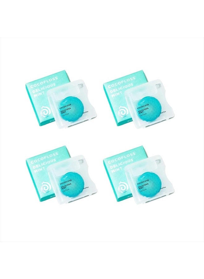 Woven Dental Floss, Dentist-Designed Oral Care, Mint, Waxed, Expanding, Vegan, Kid-Friendly String Floss with Coconut Oil, 4 Spools (33 yd Each)