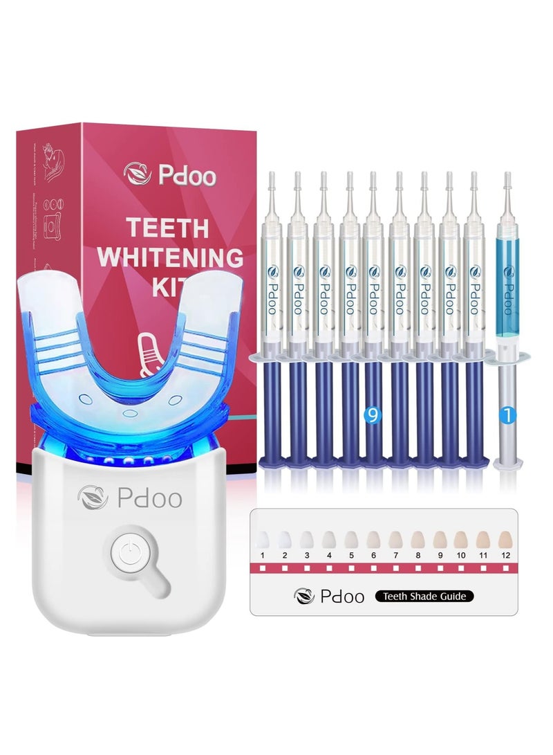 Teeth Whitening Kit with LED Lights Tray for Sensitive Teeth, 10x Whitening Pen Gel, Teeth Whitener at Home, Pain Free and Enamel Safe, Up to 1-9 Shades Whiter in 1-2 Weeks, 2-3X Faster Than Strip