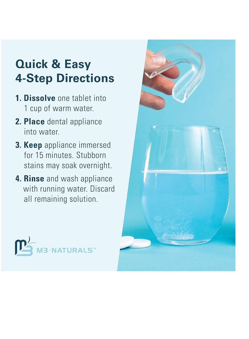 Retainer Cleanser Tablets Invisalign Cleaner FSA HSA Approved Remove Odors Discoloration Stains and Plaque 4 Month Supply Denture Cleansers Retainers Mouth Guards Denture Bath Mint by M3 Naturals